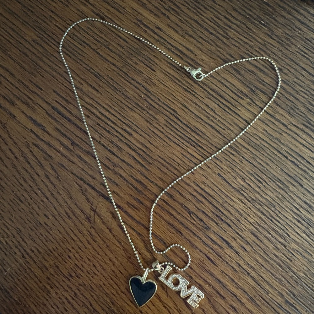 Gold and Black Heart Necklace